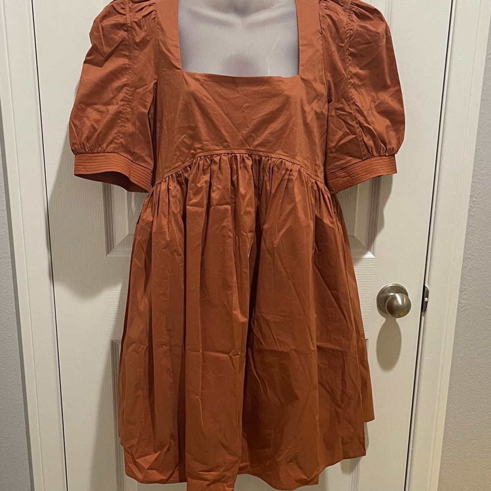 Anthropologie En Saison Terracotta Puff Sleeve Dress